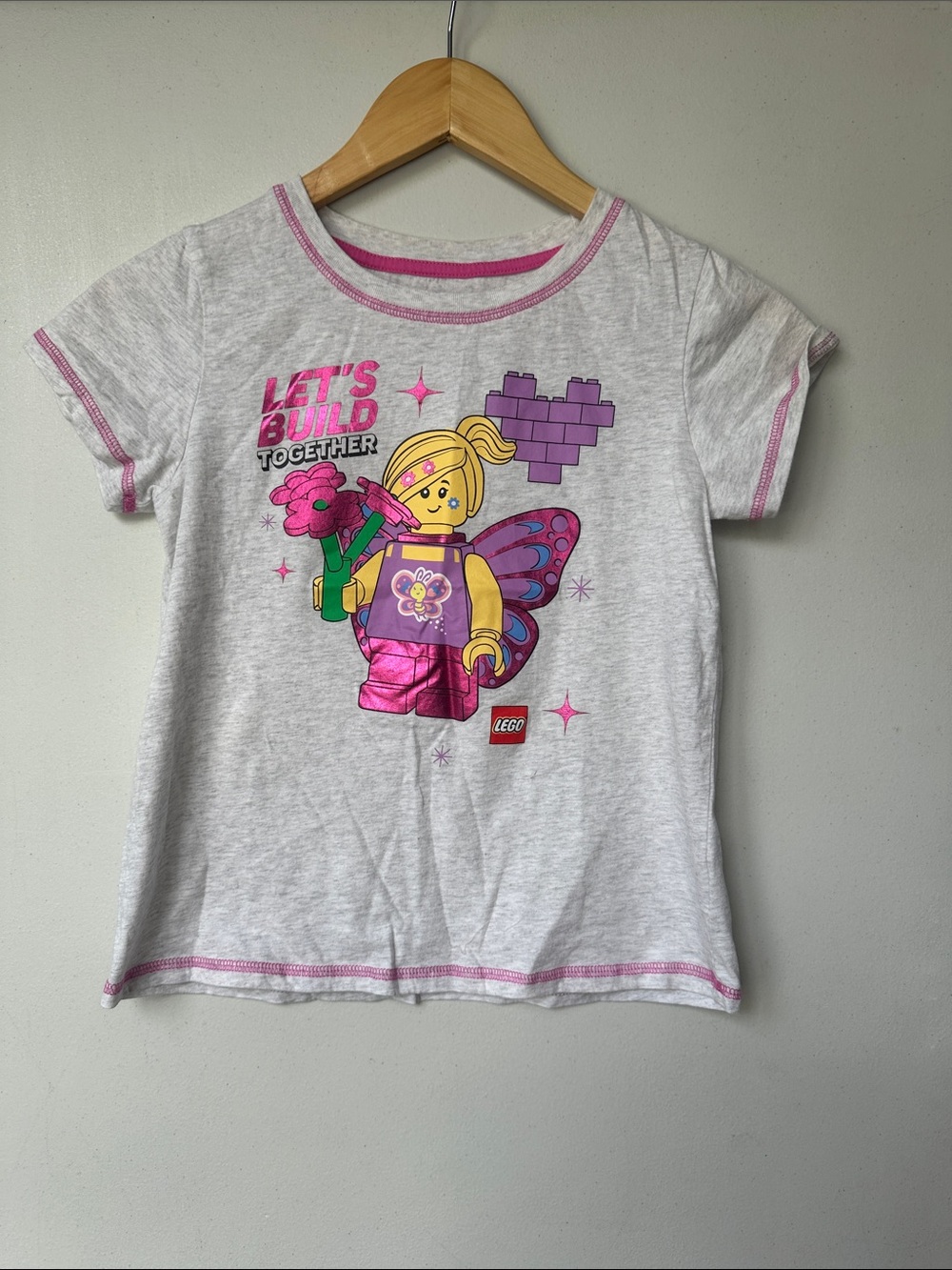 Lego Girls Gray & Pink 'Let's Build Together' Graphic Tee